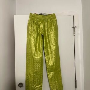 Paradox Green Cargo Pants with Glossy Finish